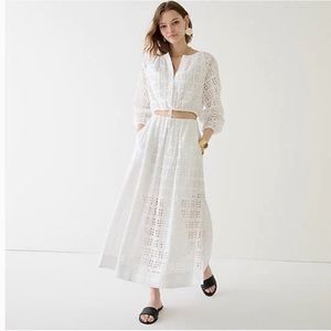 J.Crew Linen-blend maxi skirt set in eyelet